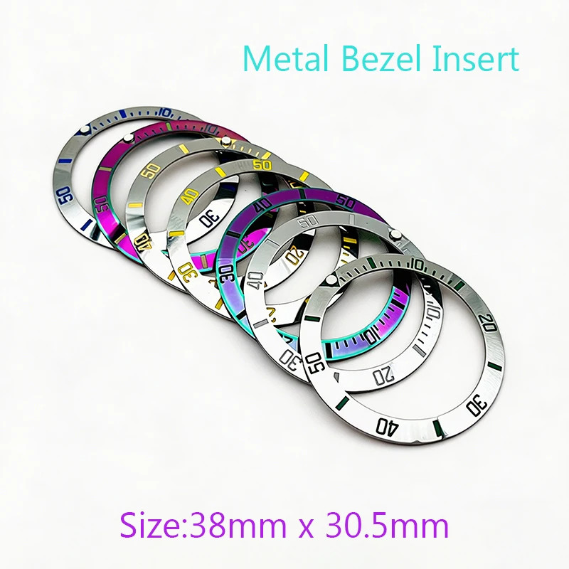 

38mm Mirror Sloped Metal Watch Bezel Insert Ring Inner Diameter 30.5mm Fits SUB Men's Watch Cases Replace Repair Parts