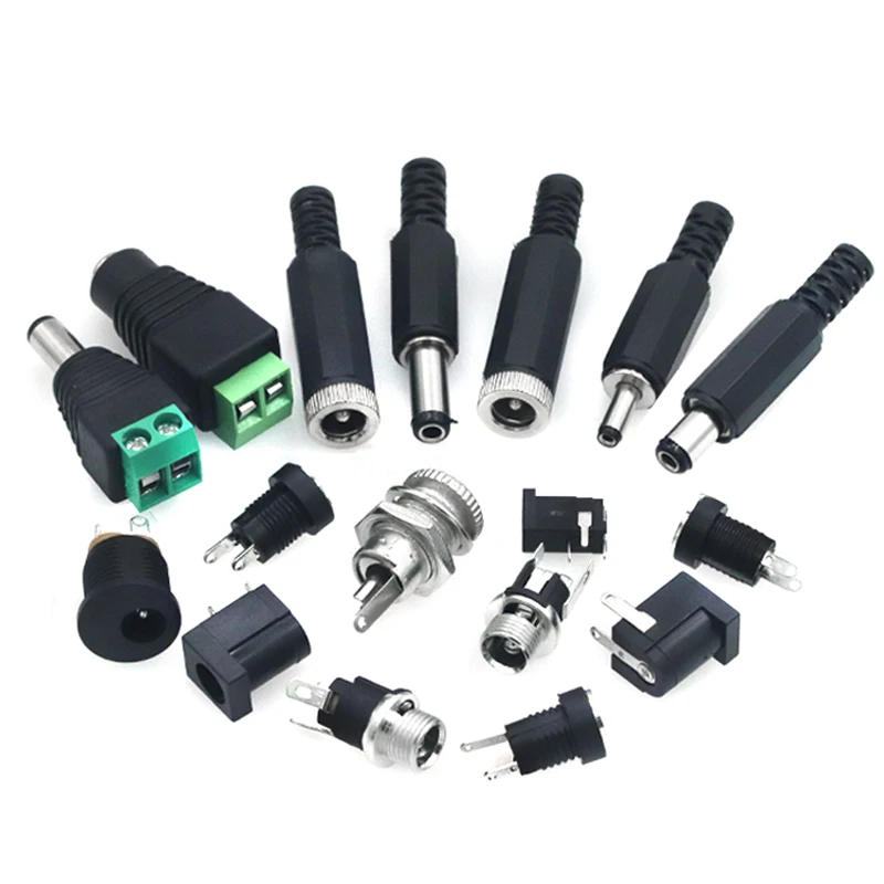 5PCS DC Power Socket Plug DC-005/015/022/025/099 Male and Female Connector 5.5x2.1/2.5mm Round Hole Connector