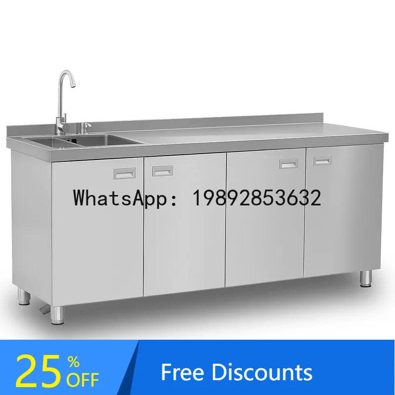 YFY Thickened Stainless Steel Kitchen Cabinet Integrated No-Installation Sink Basin Overall Stove Cabinet Storage