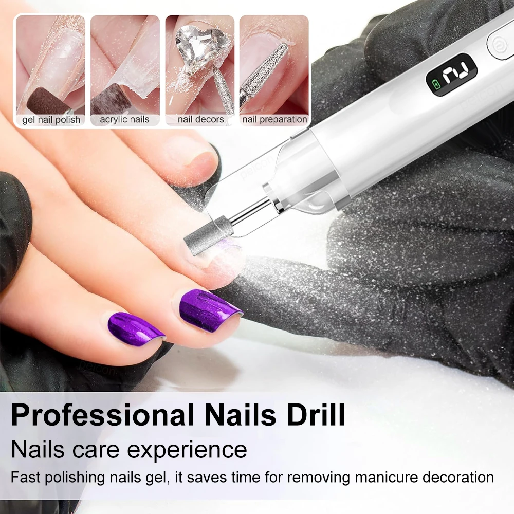 Electric Nail Drill Mini Rechargeable Nail Grinder  Acrylic Gel Removal And Polishing Tool for Nail Care Home Manicure Pedicure
