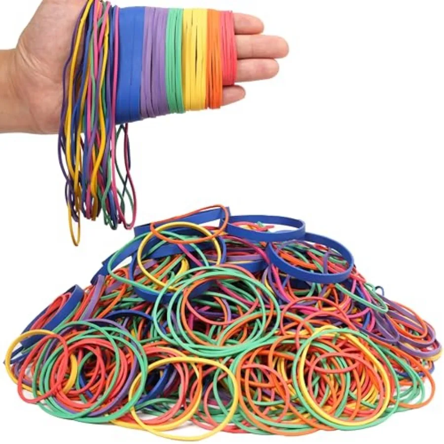 

Rubber Bands Assorted Sizes 0.5lbs Multicolor Elastic Bands for Office Supplies Home Trash Cans File Folders Balloon Arch Stret