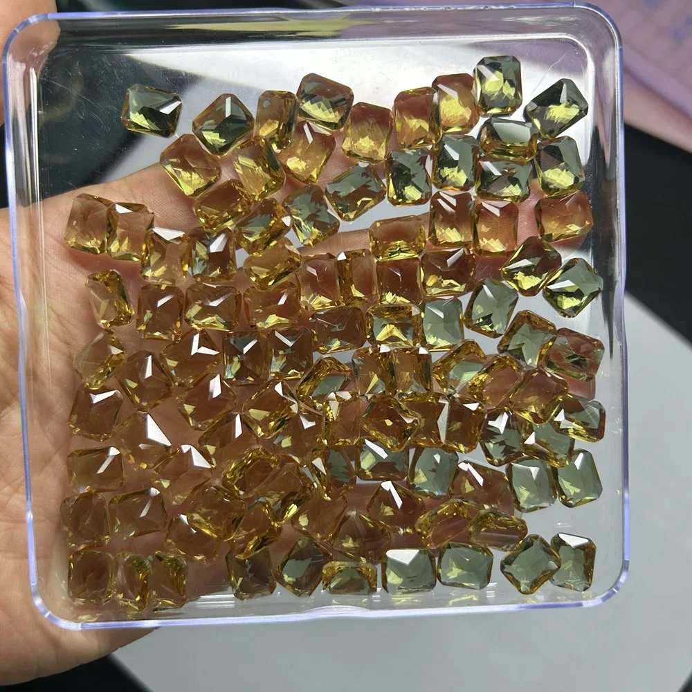 100 Pieces 1 Bag Color Change Stone Pearl Oval Cushion Octagon Shape Diaspore Zultanite Glass Loose Gemstone