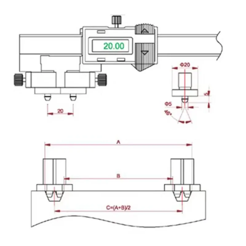Digital Vernier Caliper for Gasket Ring Groove & Pipe Seal Groove Measurement Inspection Tool for Dimensional Accuracy