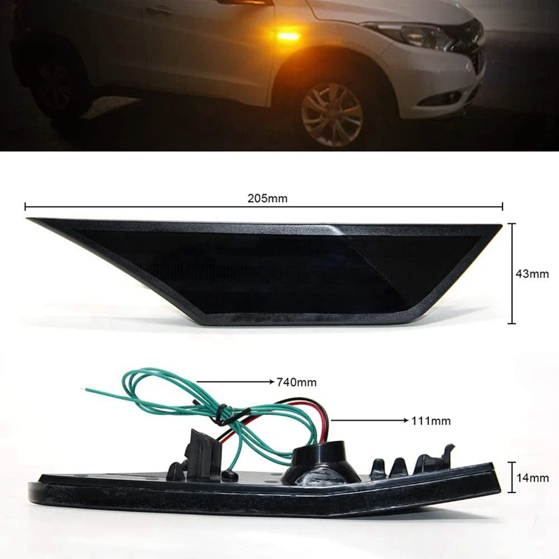 2X Car Sidemarker Lamps Front Side Marker Light Kit Turn Signal Light For Honda Civic 10Th 2016-Up