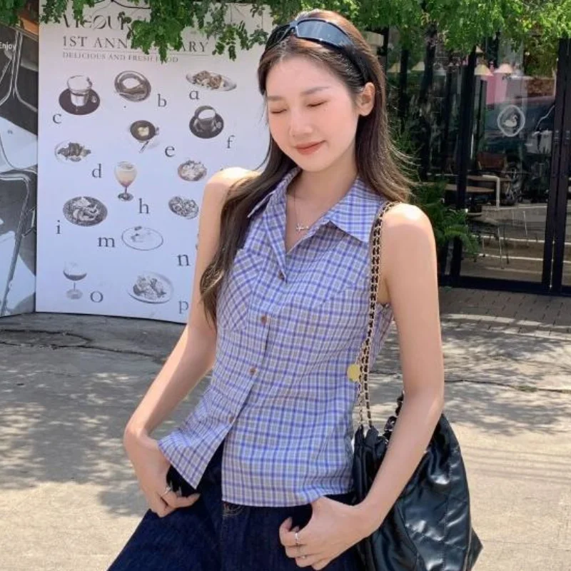 

Женский летний жилет-поло с сетчатым узором, новинка 2026 года, универсальный свободный топ без рукавов, утягивающий фигуру, приталенная футболка с коротким рукавом