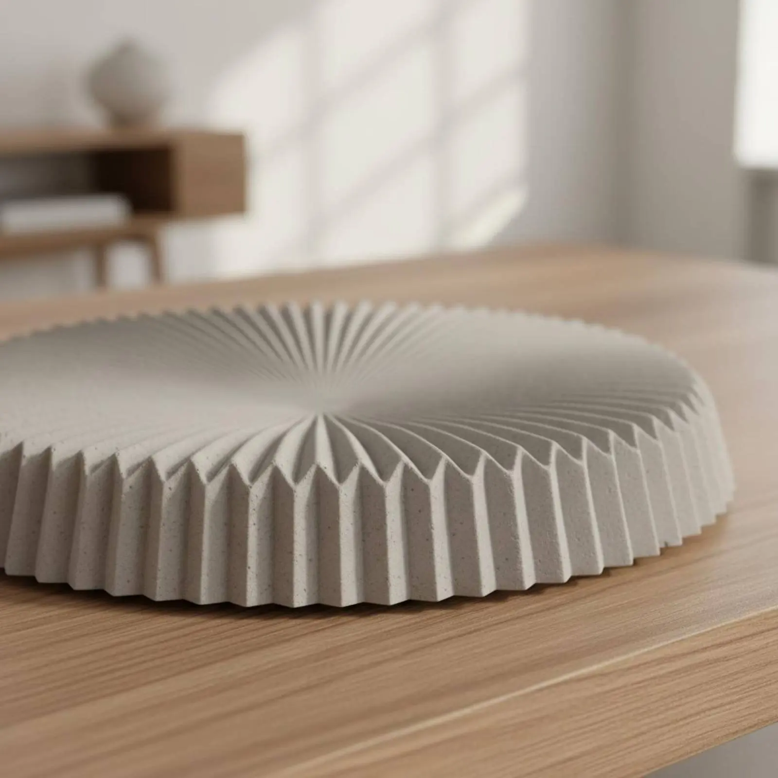 

Round Resin Tray Nordic Design Fluted Round Tray Home Decor Textured Surface Easy to Clean