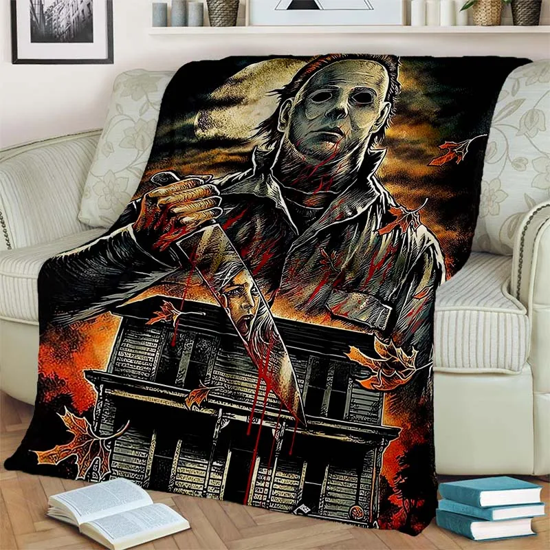 

HD Horror movie game Halloween gift blanket M-Michael Myers sofa bed decoration warm flannel blanket outdoor picnic car blanket