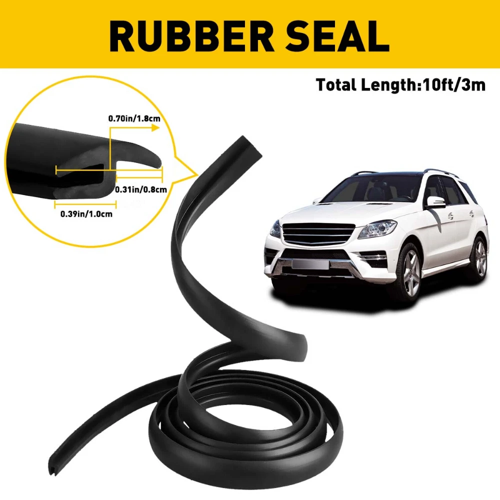 Car Windshield Rubber Sealing Strips, H Shape, Universal Trim para pára-brisas e janelas, Auto Edge Molding, 10ft