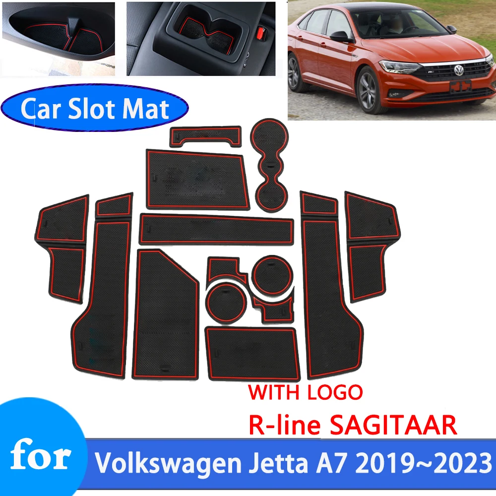 

Gate Slot Mats for Volkswagen VW Jetta Vento A7 MK7 2019~2023 Rubber Door Groove Cup Anti-slip Cushion Car Stickers Accessories