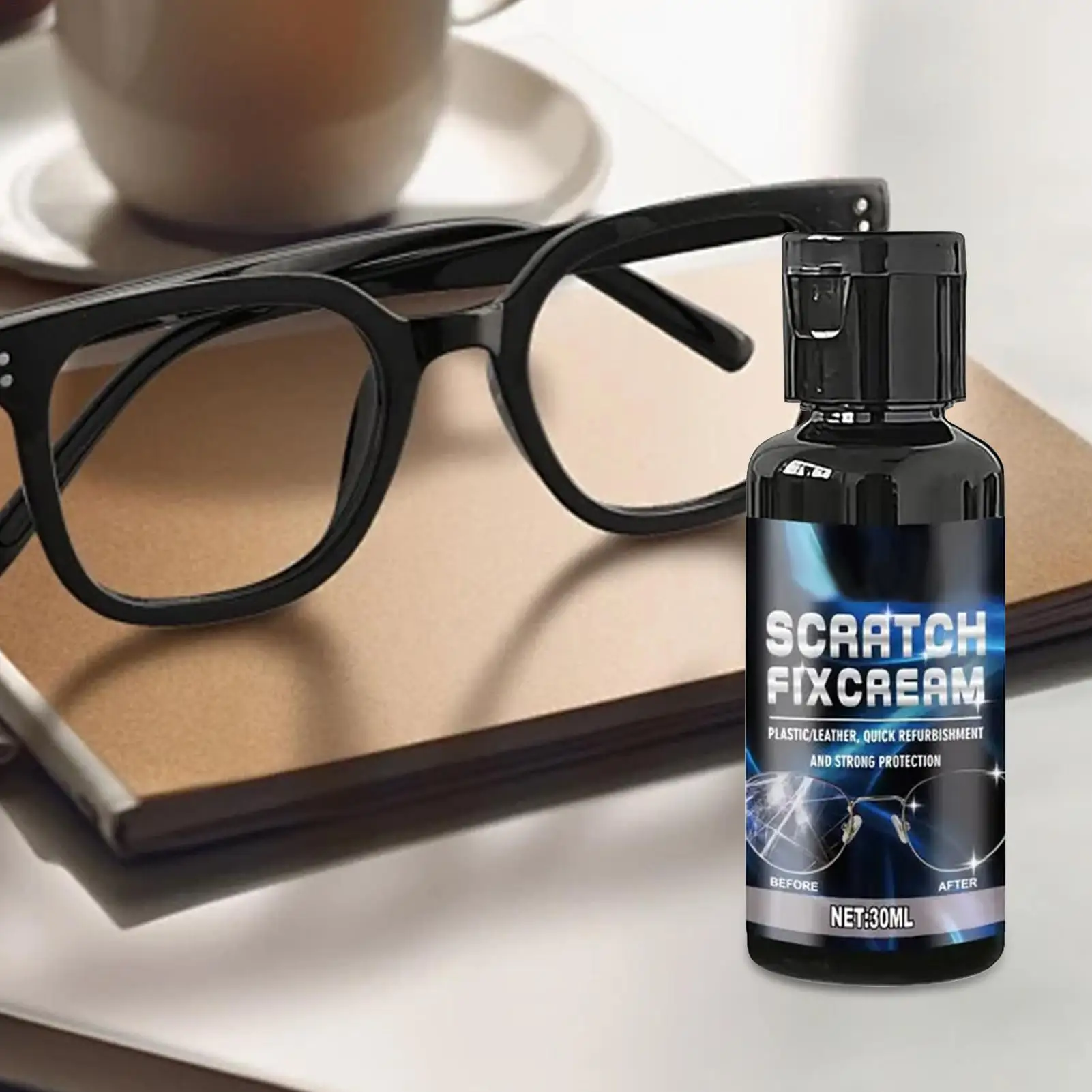 30ml Eyeglass Scratch Repair Fast-Acting Cleaner Polishing Compound Liquid Scratched Glasses Lens Repair With Sponge for Window