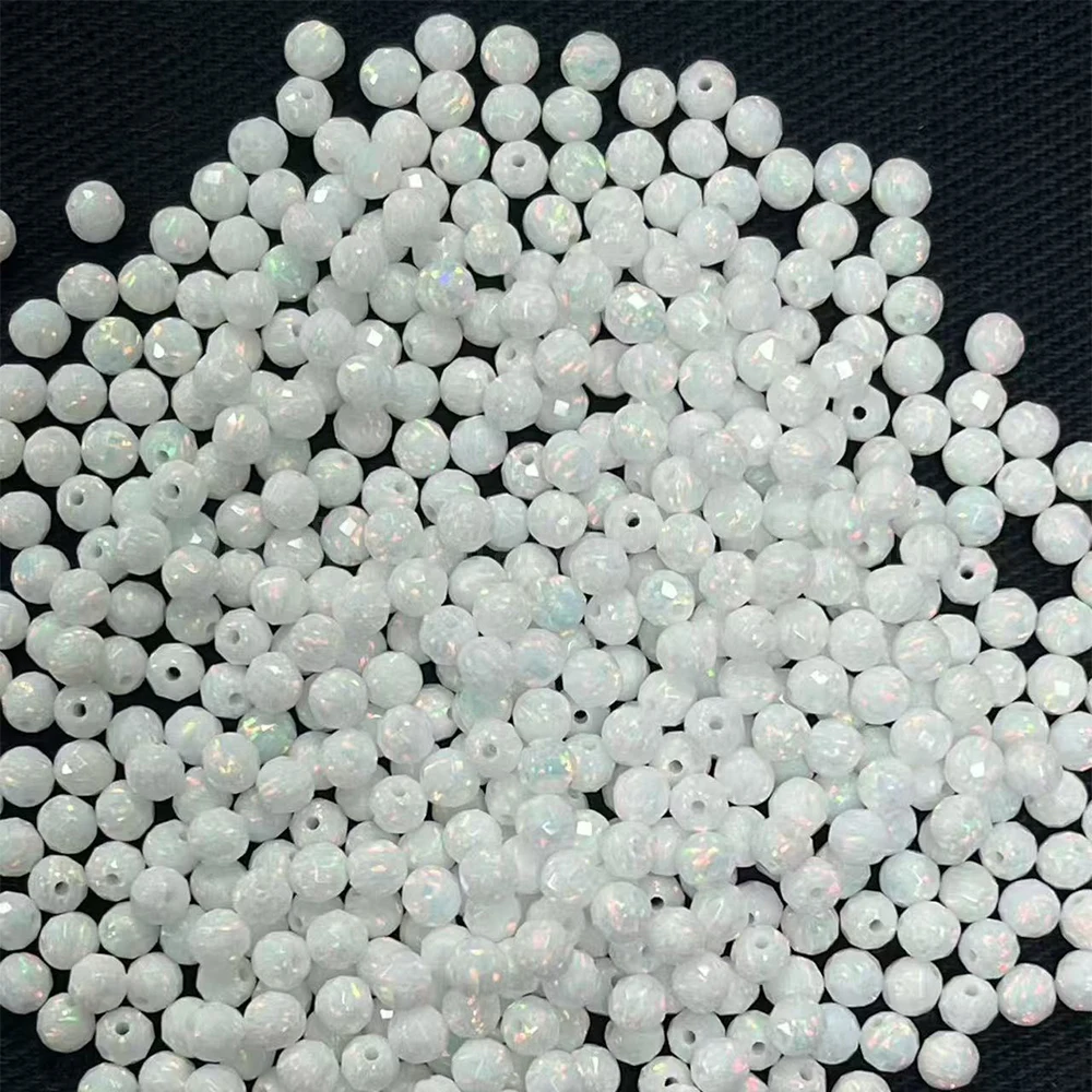 1 Bag Faceted Round Beads Faceted Cut Opal Beads for Jewelry Making Fire Opal Beads with Hole