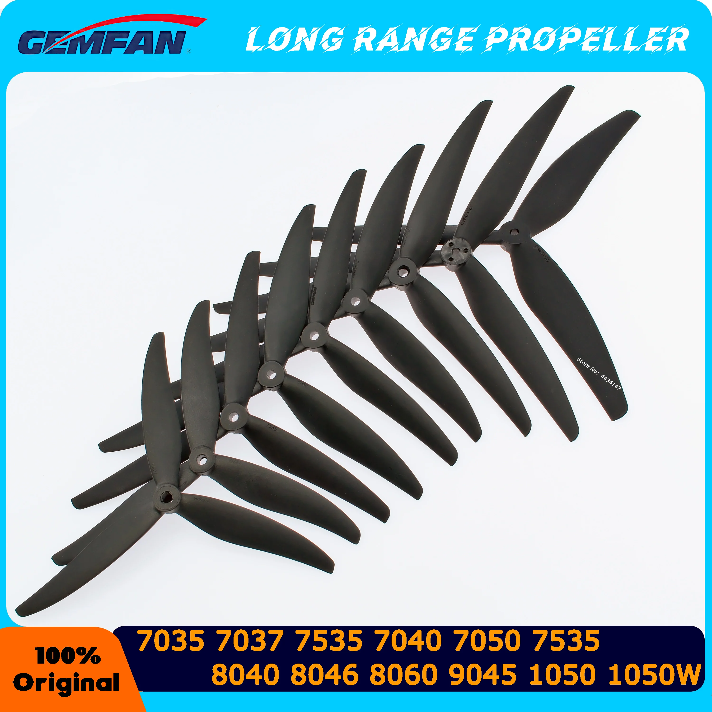 Gemfan 7035 7037 7535 7040 7050 7535 8040 8046 8060 9045 1050 1050W 3-Blade PC/ Carbon Nylon Propeller For RC FPV LR7 MAK4 Props