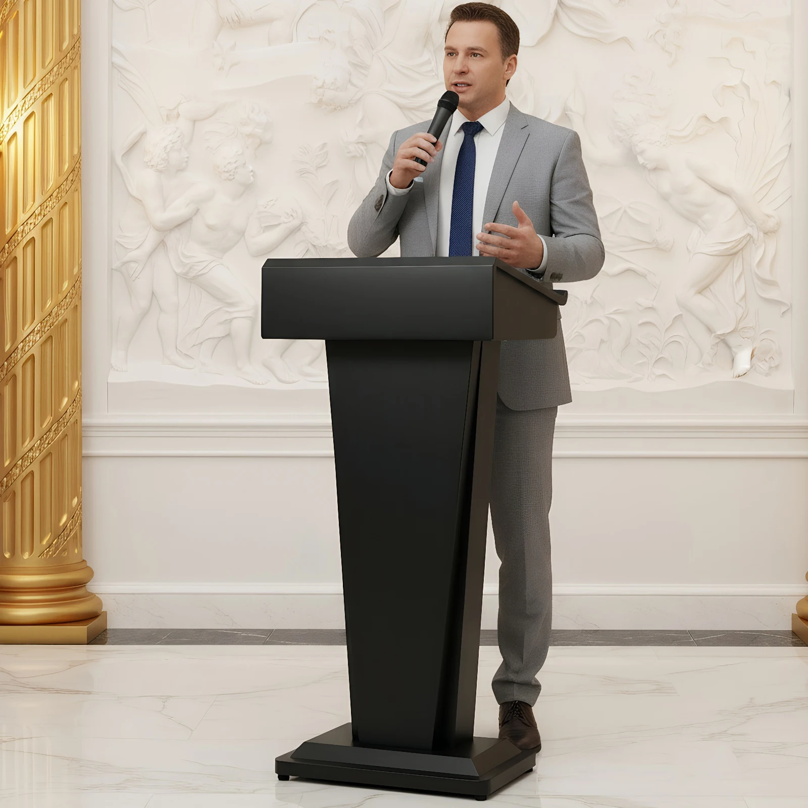 منبر المدرسة المعدنية متعددة الأغراض منصة معدنية للتحدث مكتب سعة كبيرة لمكتب مدرسة الكنيسة والمنزل 44.88 × 22.83 × 18.9 بوصة