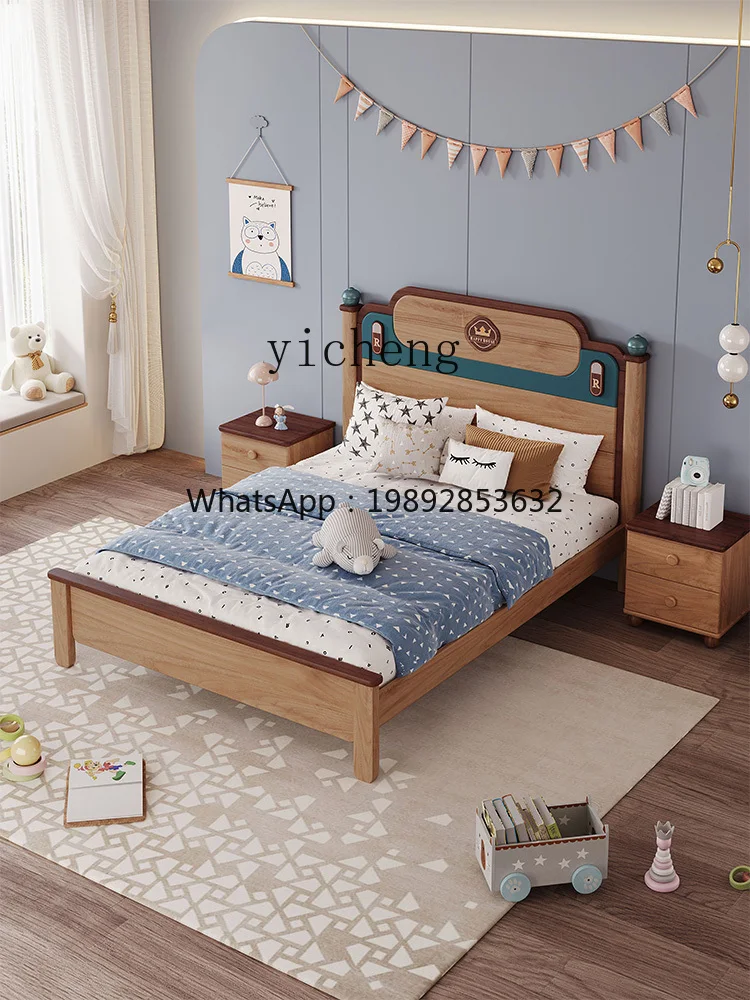 Zc Red Sandalwood Children Solid Wood Bed 1.2 Bed Full Solid Wood Bed Teenagers 1.5 M