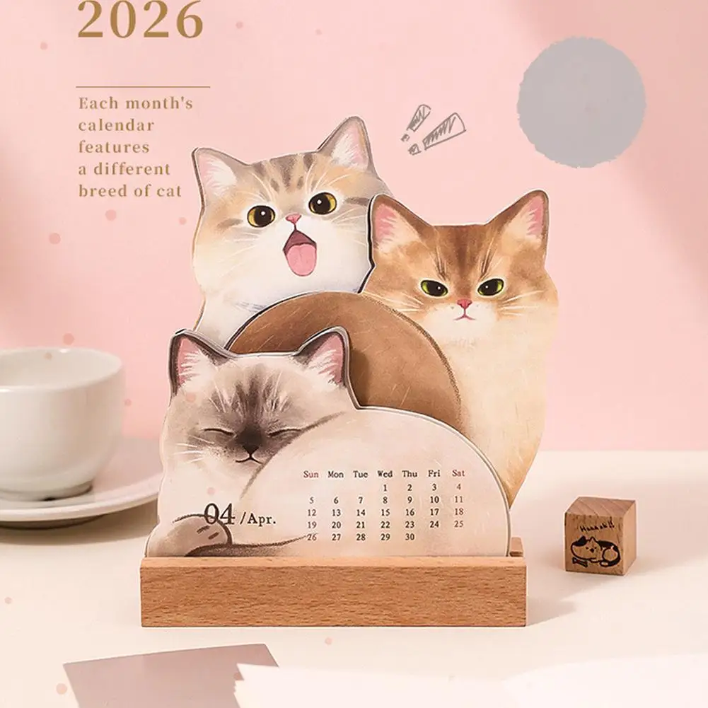 

2026 3D Cartoon Cat Dog Desk Calendar Cute Creative Note Memo for Home Office School Organizer New Year Gift For Pet Lovers