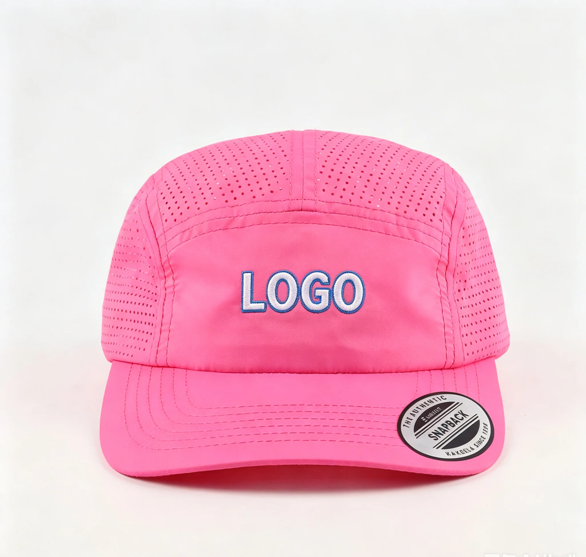 High-Quality Light Camping Cap with Printed Logo Customizable Sports Running Camping 5-Panel Perforated Hat for Outdoor Activiti