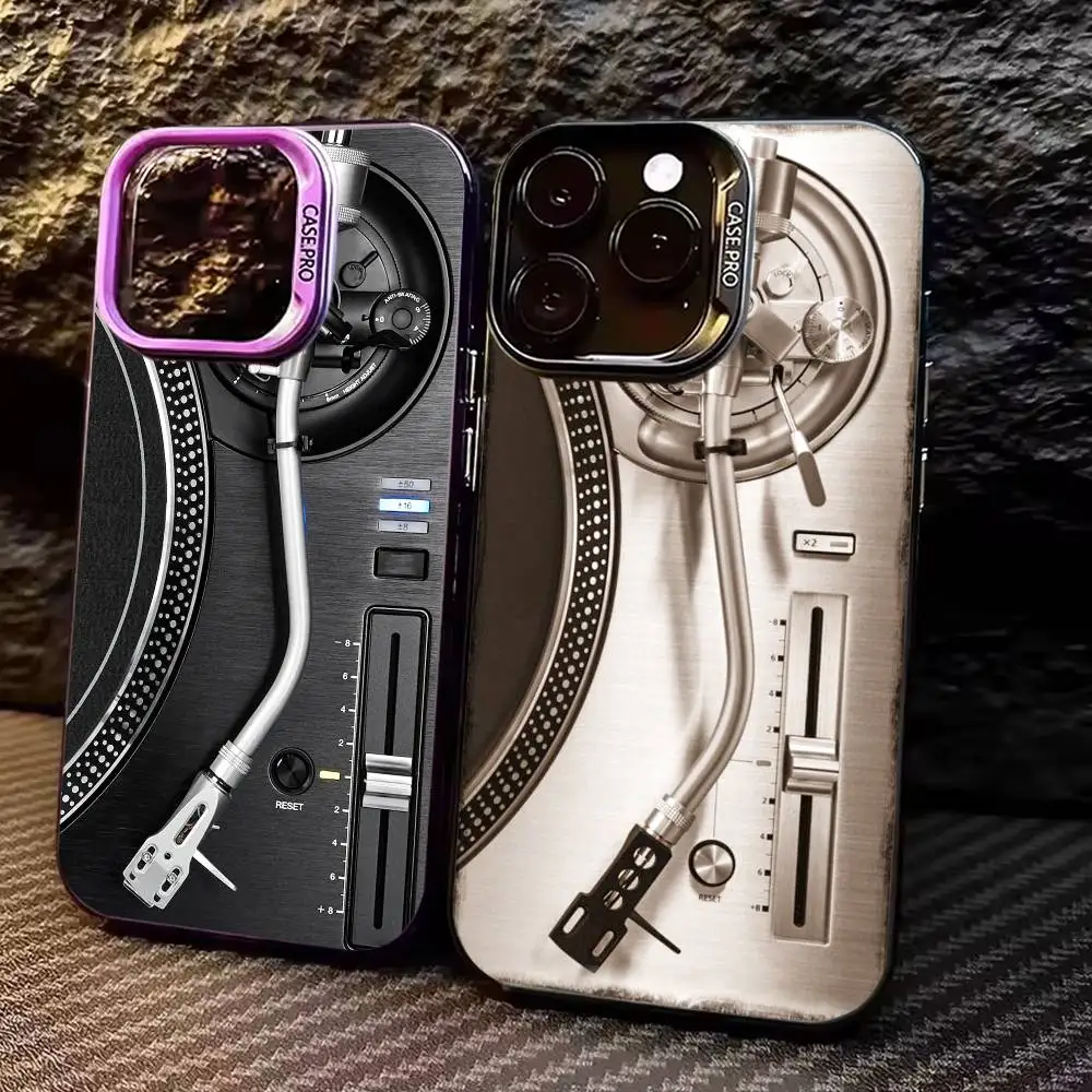 

Чехол для телефона T-Turntables DJ для iPhone 17,16,15,14,13,12,11 Plus, Pro Max, цветной серебристый чехол для телефона