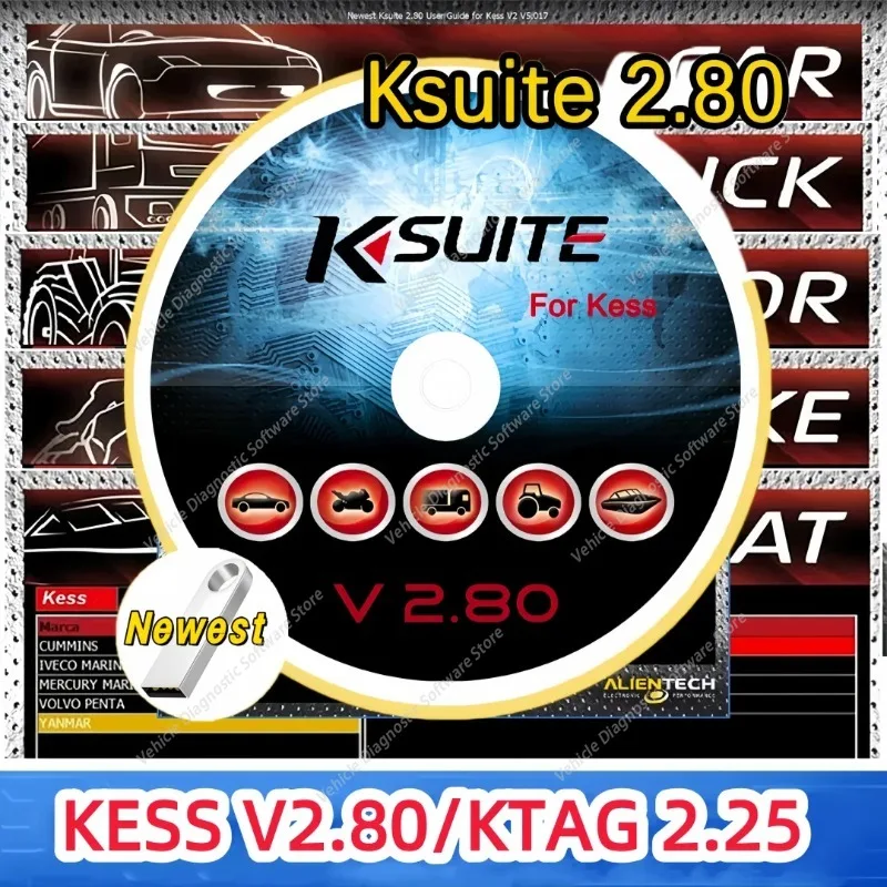 FOR Ksuite 2.80 work with Ktag V2.25 ECU Programmer Tool for Car Truck Bike Tractor Boat Fix RSA Error Auto Diagnostic Software