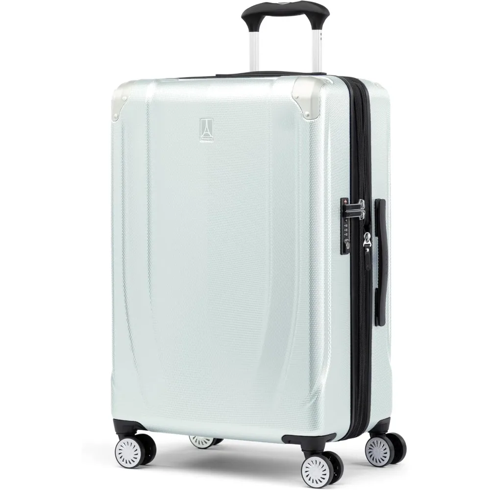 Equipaje giratorio rígido expandible liviano con 8 ruedas, tamaño mediano, gris nube, ideal para viajes a cuadros