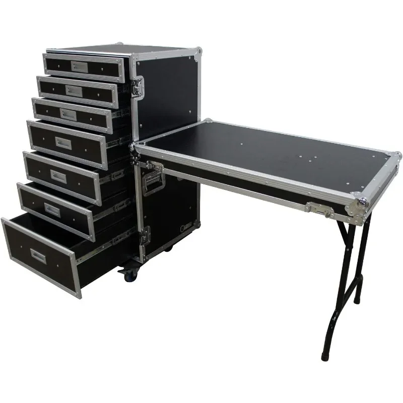 

Hot sell.Cases HC-drawerC Portable Rolling 7 Drawer Production Vendor Show Work Case Table.Free shipping.