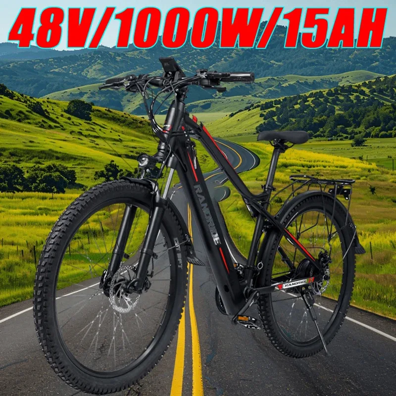 

Electric Bicycle Y90 1000W Motor 48V13.6AH Removable Battery Urban E Bike 27.5-inch Tires 27-speed Electric Bike with Rear Rack