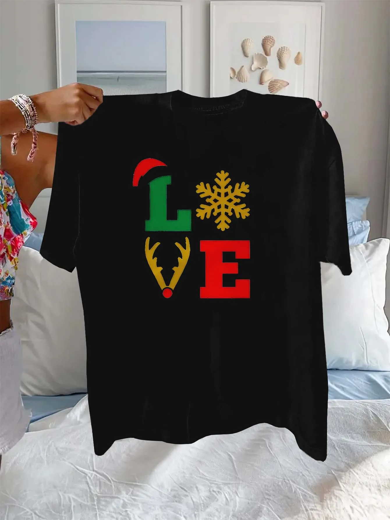 Design d'amour de noël élégant, grande taille, avec Motifs de flocons de neige et de renne, vêtement élégant à la mode