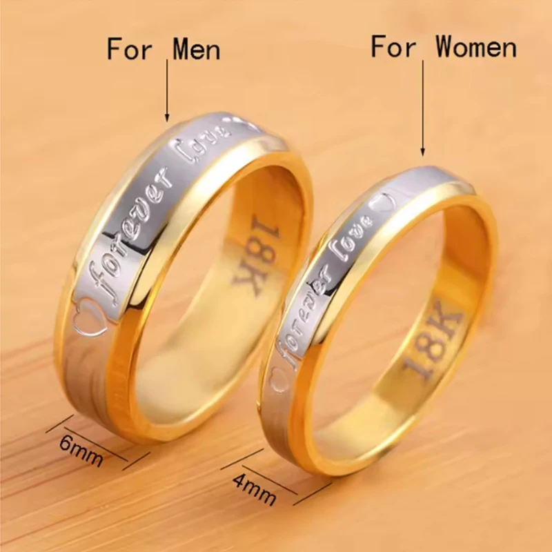 

Hot Selling Fashion Stainless Steel Romantic Golden Couple Ring For Women Men New Wedding Jewelry Gifts Size 6-12