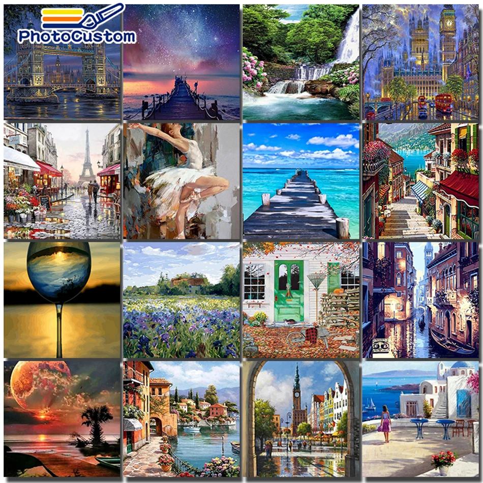 

PhotoCustom Painting By Numbers Kit Landscape Diy Oil Acrylic Modern On Canvas Adult Set Decoration Art Coloring Picture UniqueG