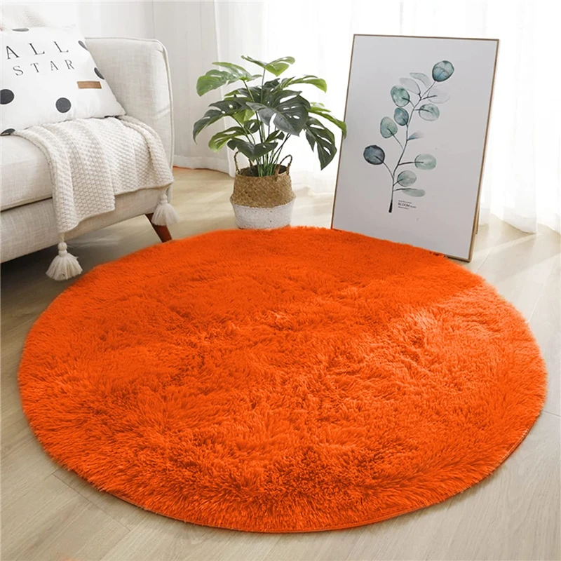 Alfombra de felpa esponjosa naranja redonda Bubble Kiss para decoración del hogar, sala de estar, alfombras gruesas de pelo largo, alfombrillas de