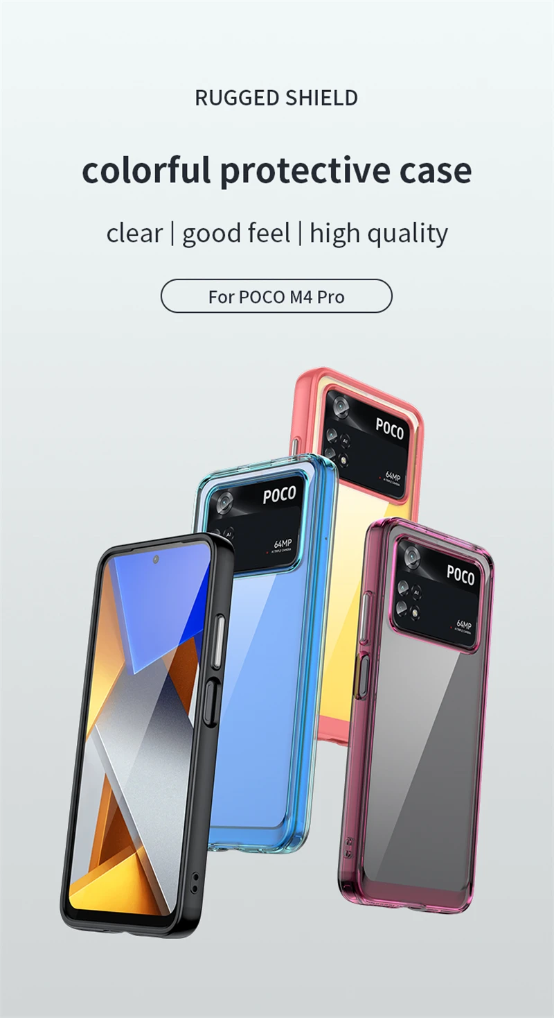 Transparent Case For Xiaomi Poco M4 Pro 4G Case Colorful Protective Silicone Case For Poco M4 Pro 4G Cover For Poco M4 Pro 4G