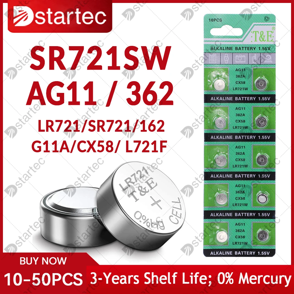 

10PCS-50PCS 1.55V AG11 SG11 LR58 SR58 162 361 362 LR721 SR721 Button Batteries SR720 L721F Cell Coin Watch Toys Remote Battery