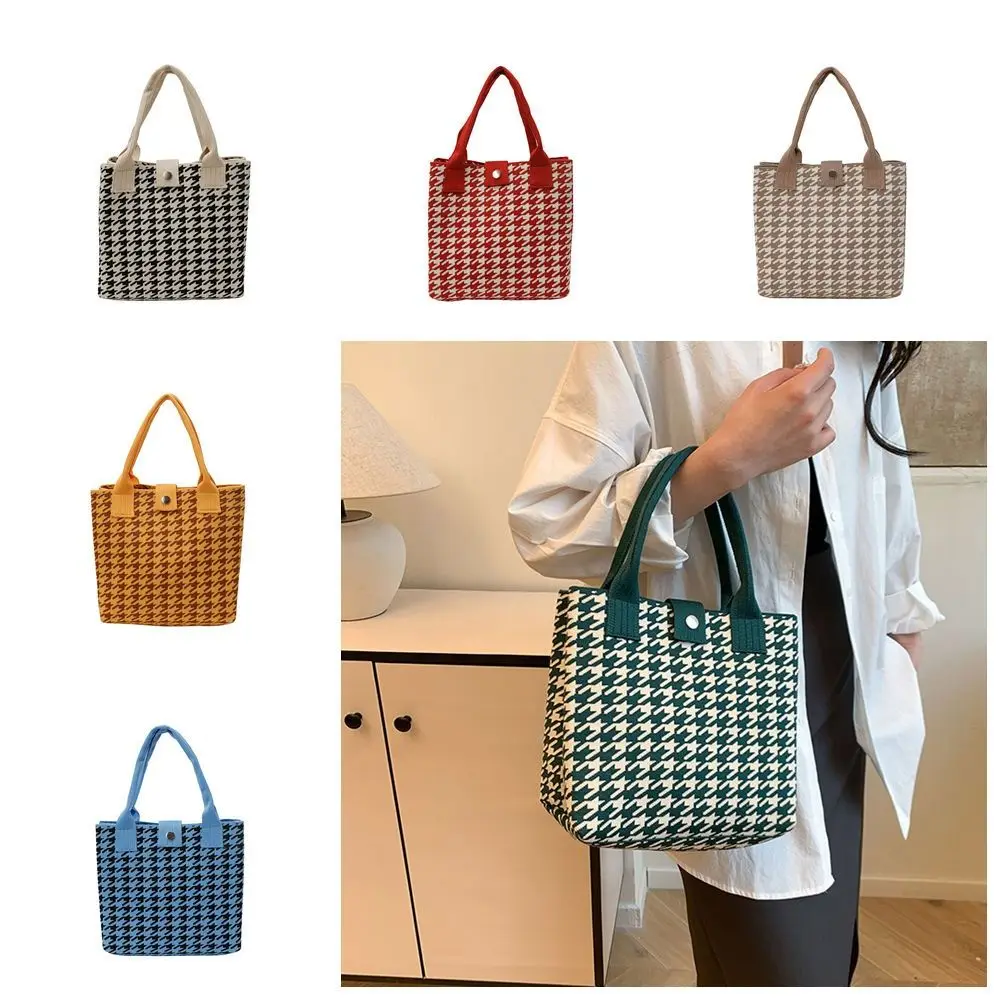

Casual Large Capacity Houndstooth Handbags Canvas Shoulder Bags Geometric Cloth Bag Handbag Tote Bag Shoulder Bag Women
