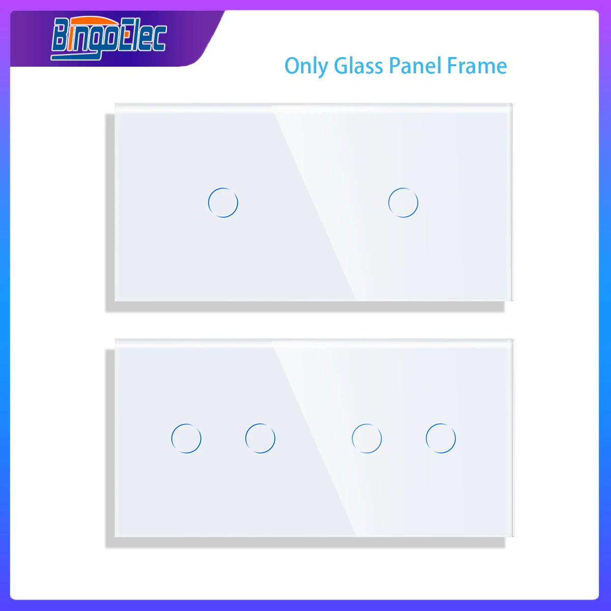 Bingoelec DIY Only Crystal Glass Panel 158mm Pearl White Black 2/3/4/5/6/8 gang Glass Frame Wall Touch Switch Function DIY-Parts