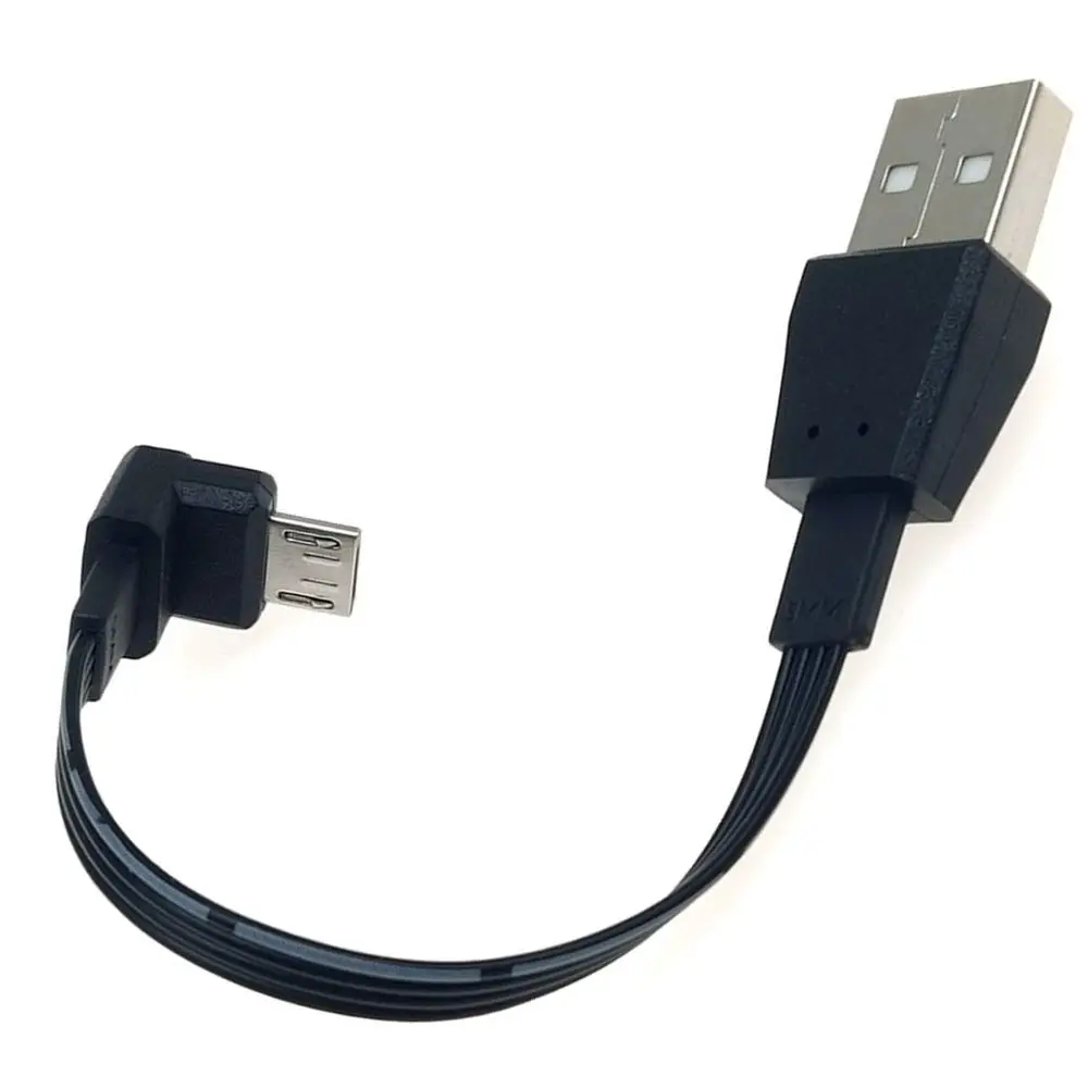 Cable plano suave de 50cm, cable de carga de datos Micro USB, cable plano de coche arriba y abajo, codo izquierdo y derecho, teléfono móvil Android universal