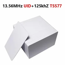 5/10/50/100 Pcs IC + ID UID Riscrivibile Composito Chiave Della Carta Portachiavi Doppio Chip di Frequenza RFID NFC Tag 125KHZ T5577 EM4305 + 13.56MHZ