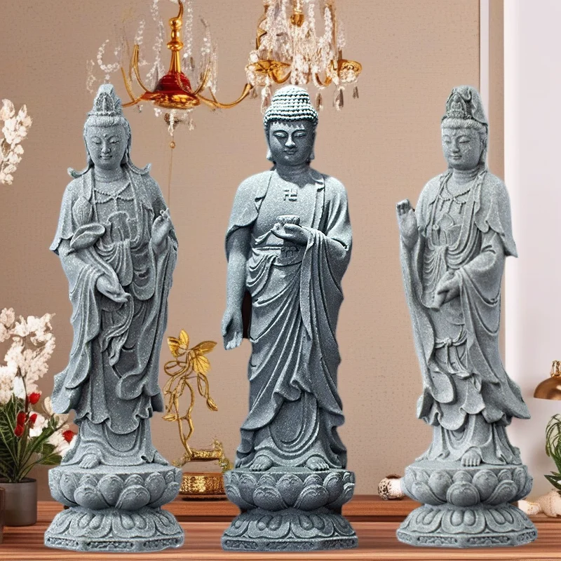 Sandstone Tathagata Guanyin sculptures and figurines Chinese Buddhist figures Home Living Room Office Table decoration feng shui