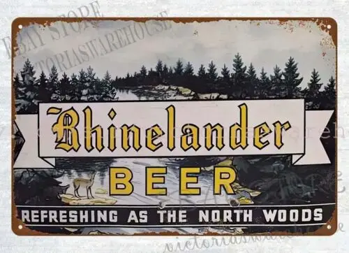 office wall decor RHINELANDER BEER metal tin sign