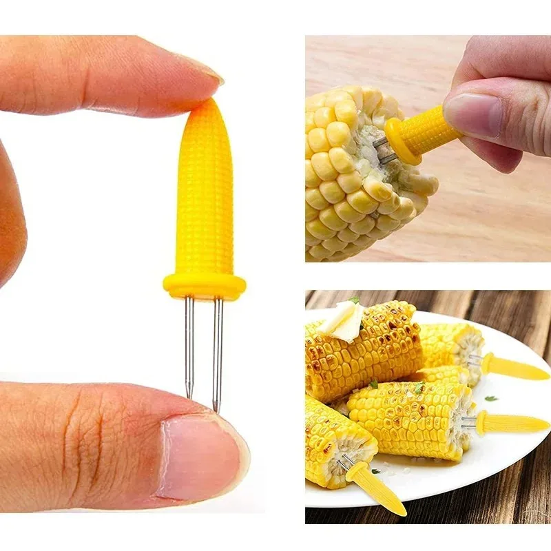 10pcs Fork Corn Skewer Stainless Steel Corn Holders Corn On The Cob Skewers Fruit Forks Outdoor Camping Cooking Barbecue Tool