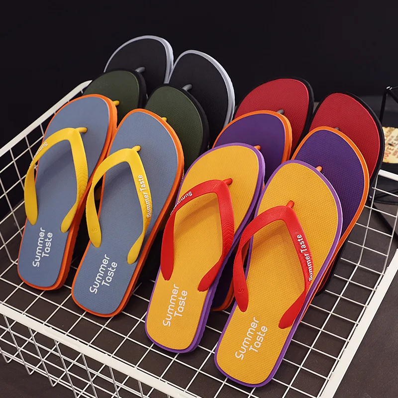 Summer Man Outdoor Flip Flops Men Letter Slippers Boy Leisure Thong Slides Beach Shoes Non-Slip EVA Sandals Zapatos Hombre