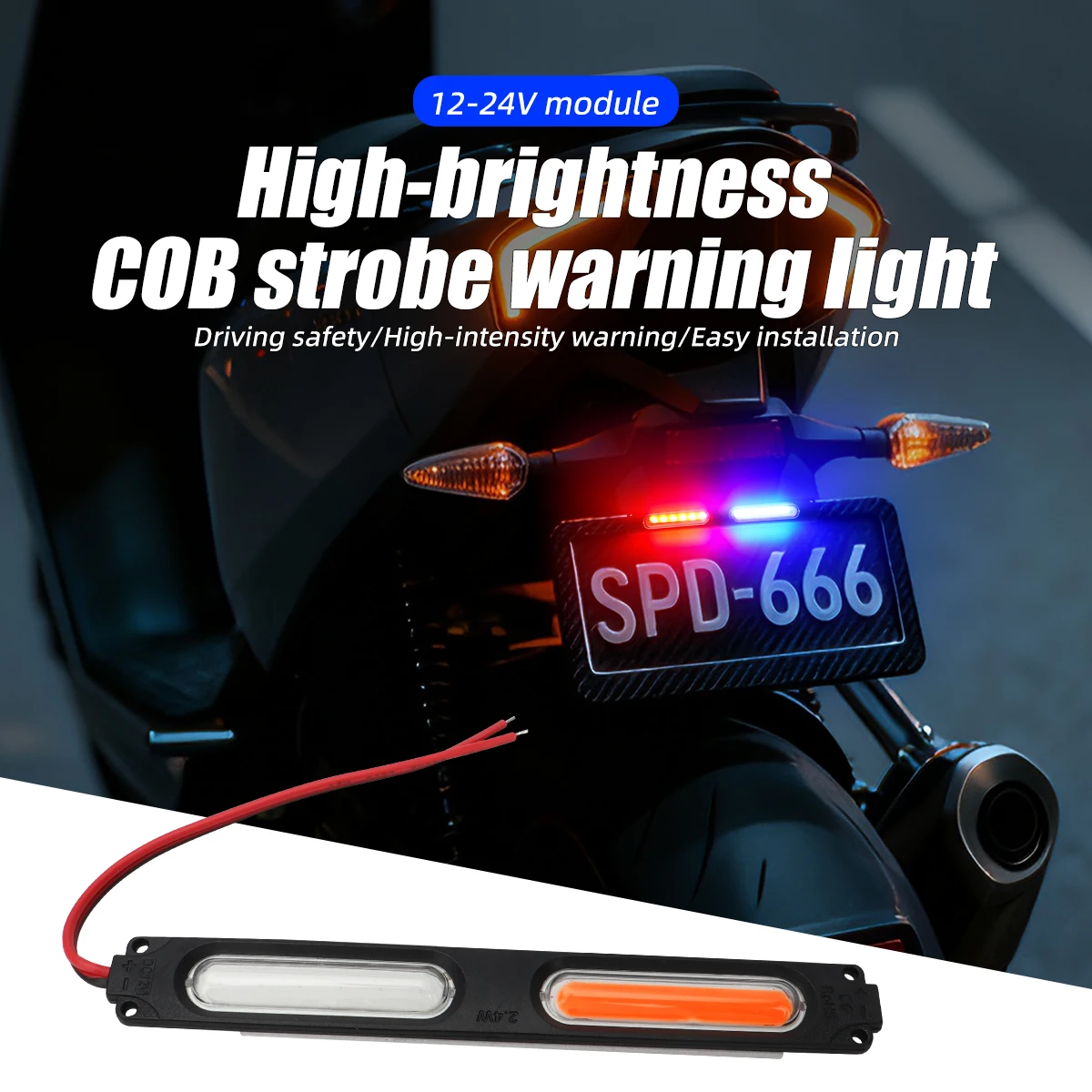 Red blue flashing dual light LED module for off road vehicles motorcycles electric vehicles high brightness lamp
