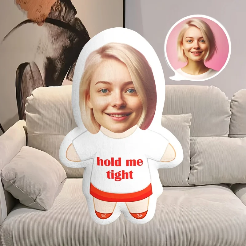 1 custom photo printed 'Hold Me Tight' teddy bear pillow, personalized gift for Valentine's Day, Halloween, Christmas, Thanksgiv