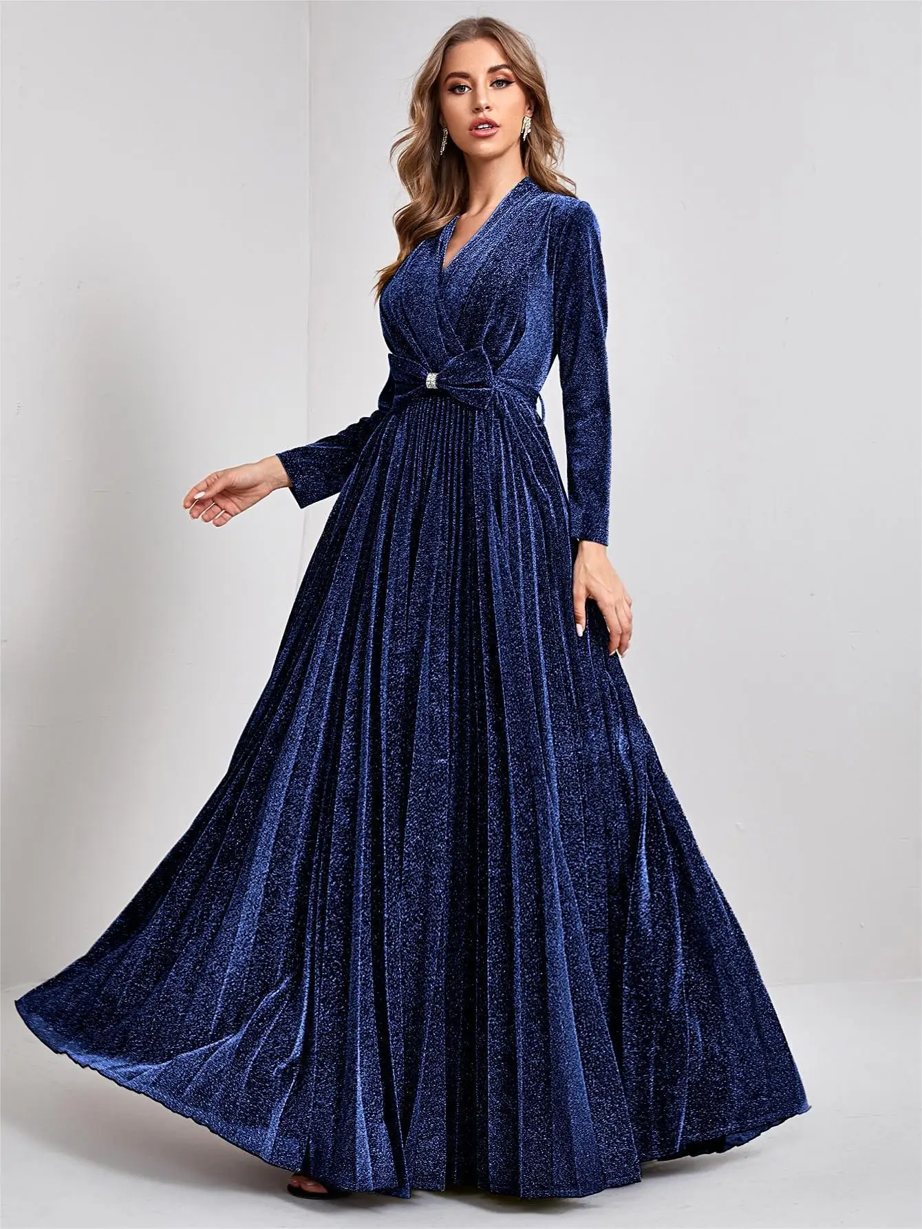Eid Dubai Turkey Abaya Hijab for Women Fashion V-neck Long Sleeved Elegant Evening Party Muslim Dress Woman