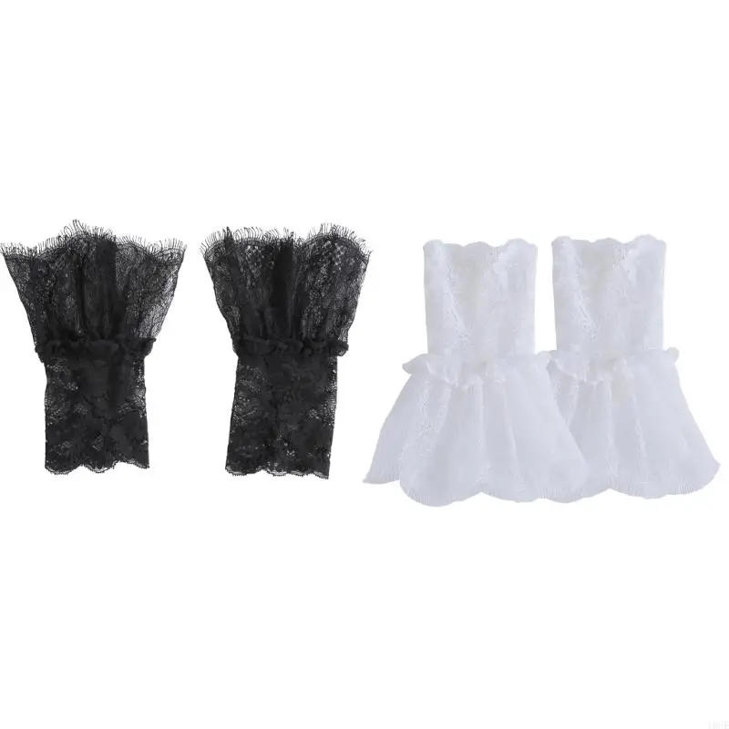 

2 пары элегантных рукавов с кружевным цветком, женские наручные манжеты, удлинение для платья