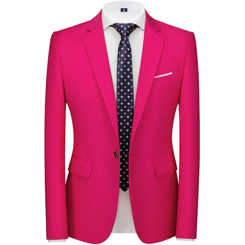 2023 Fashion New Men\'s Casual Boutique Solid Color Suit Coat / Men\'s Slim Fit High Quality Business Groom Wedding Blazer Jacket