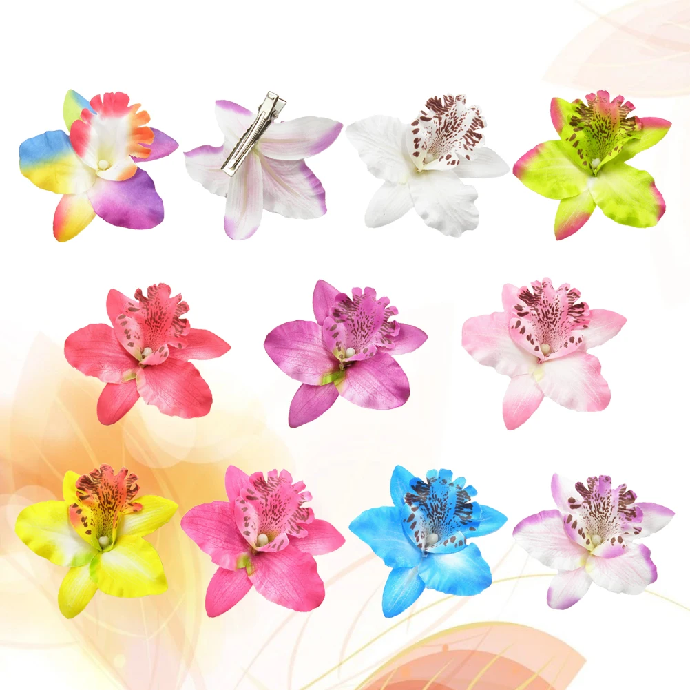 

10Pcs Phalaenopsis Flower Hair Clips Set For Summer Picnic Beach Wedding Party Photography Accessory Multiple Colors Available