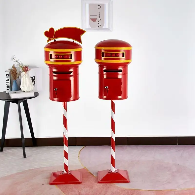 Large Vintage Metal Post Box Decor, Outdoor Retro Mailbox, Photo Check-in Prop for Bar, Store & Commercial Soft Decoration