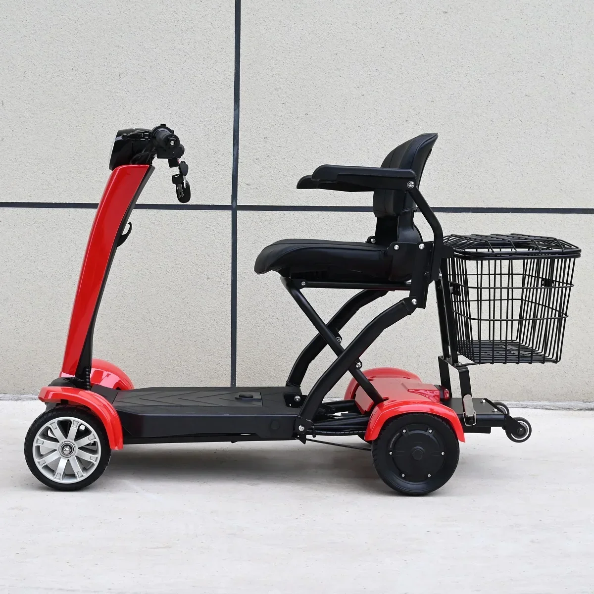 Cheap Long Range Mini Mobility 4 Wheel Elderly Handicap Automatic Folding Electric Scooter Bike with Basket