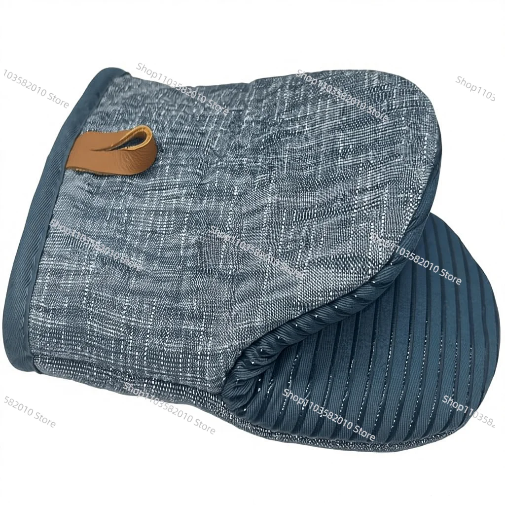 1 Pair Mini Oven Mitts Cotton Silicone Heat Resistant 500F Non-Slip Grip Surfaces Hanging Loop Machine Washable Kitchen