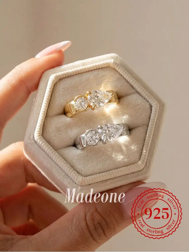 925 Sterling Silber Minimalismus runder Wassertropfen-Zirkon-Ring für Frauen, Jahrestag, Verlobung, Hochzeit, hochwertiger Luxusschmuck