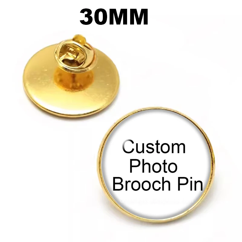 Personalisierte, individuell gestaltbare Broschen mit Foto, Logo oder Mustern, versilbert/vergoldet, für Familienjubiläen, Anstecknadeln für Kragen, 20 mm/25 mm/30 mm. – Detail 3
